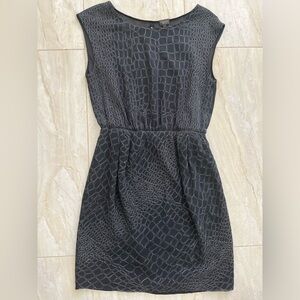 Aritzia T. Babaton Black Crocodile Print 100% Silk Dress with Open Back